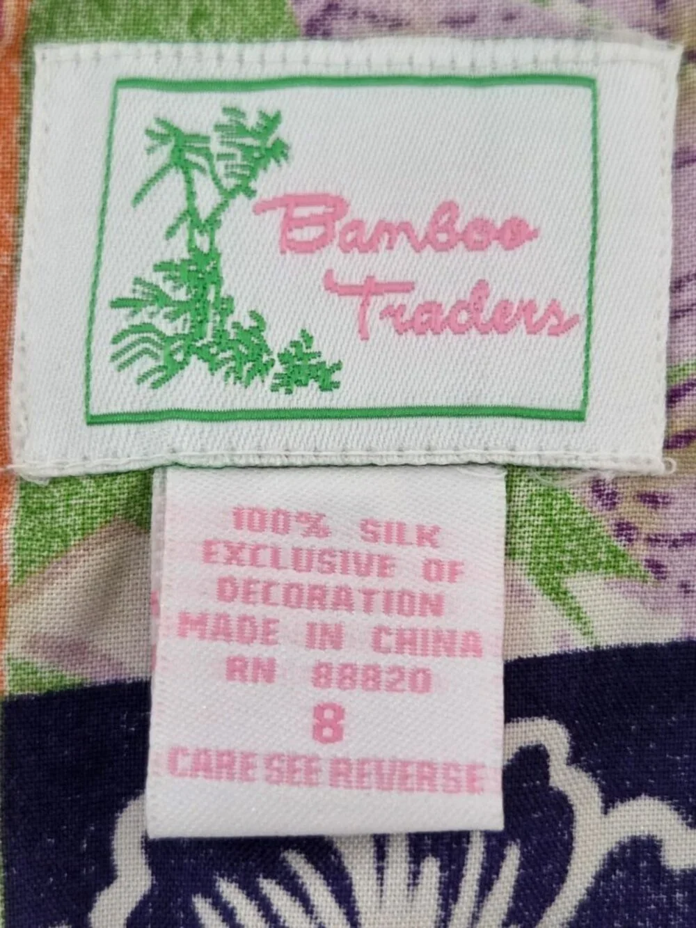 VTG Bamboo Traders Silk Tropical Floral Patchwork Skort Sequins Y2K - Size‎ 8